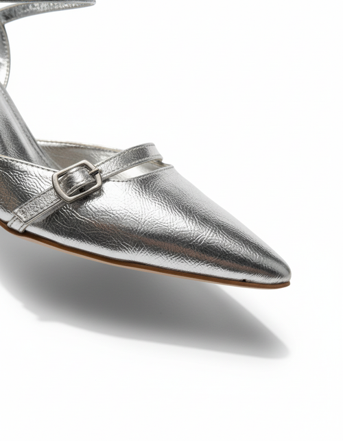 Amber Metallic Open Back Women's High Heels