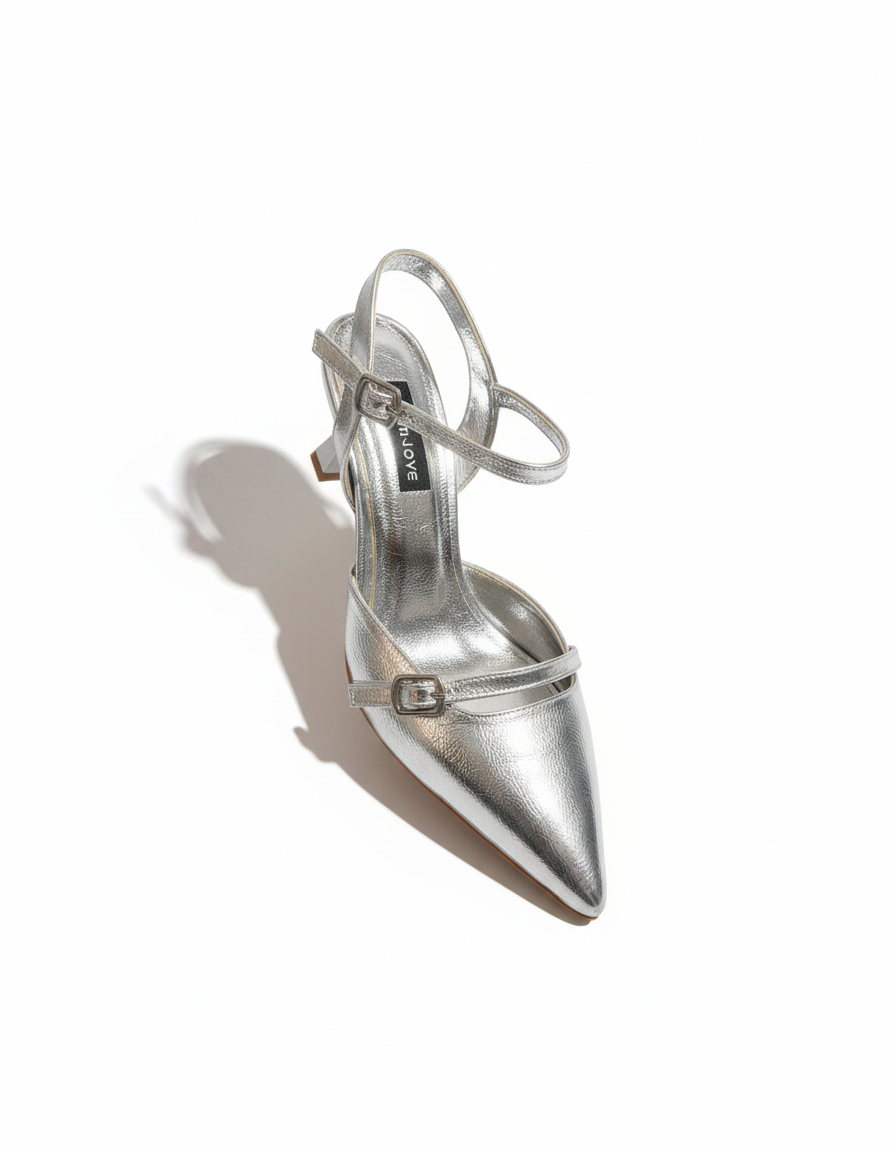 Amber Metalik Arkası Açık Kadın Topuklu Ayakkabı