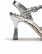 Amber Metalik Arkası Açık Kadın Topuklu Ayakkabı