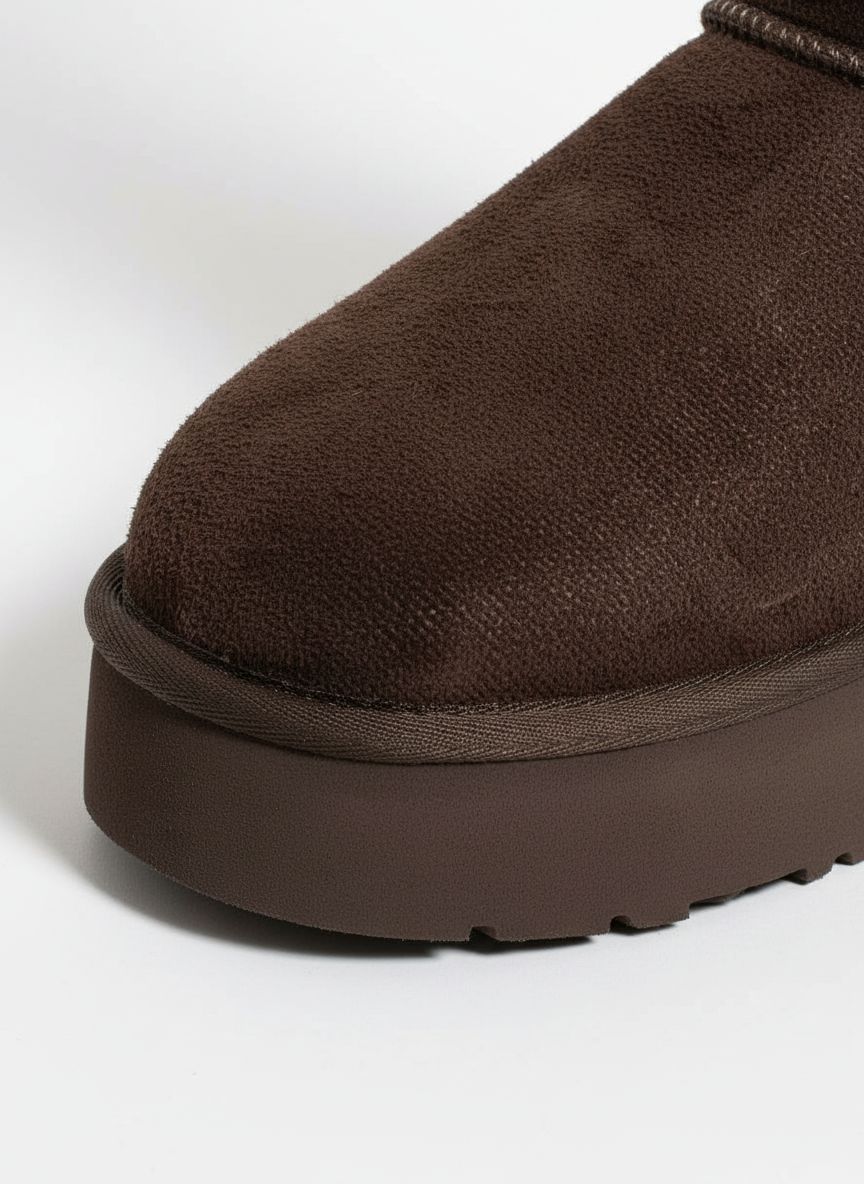 Amelia Süet İçi Kürklü Kalın Taban Bot - Acı Kahve