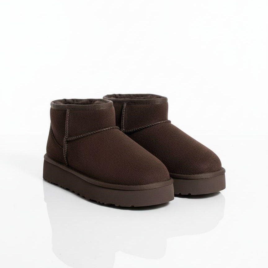 Amelia Süet İçi Kürklü Kalın Taban Bot - Acı Kahve