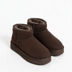 Amelia Süet İçi Kürklü Kalın Taban Bot - Acı Kahve