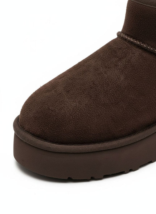 Amelia Suede Fur-Lined Chunky Sole Boots - Dark Brown