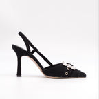 Anna Kot ve Taş Detaylı Arkası Açık Topuklu Ayakkabı