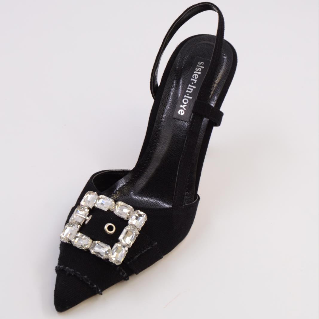 Anna Kot ve Taş Detaylı Arkası Açık Topuklu Ayakkabı