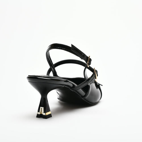 Asta Short Heel Buckle Patent Leather Stiletto