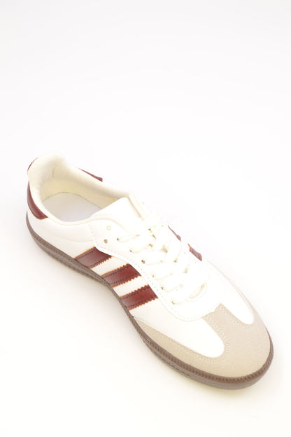 Bernice Beyaz Bordo Çizgili Spor Ayakkabı