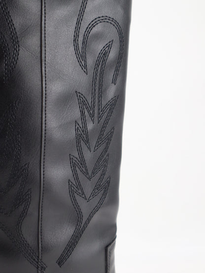 Calamity Jane Siyah Uzun Kovboy Nakışlı  Bot