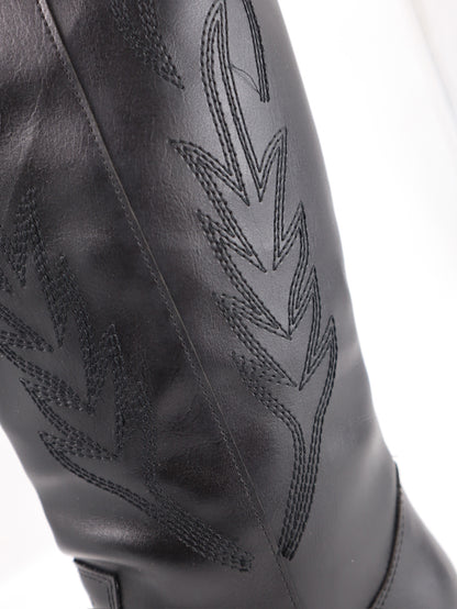 Calamity Jane Siyah Uzun Kovboy Nakışlı  Bot