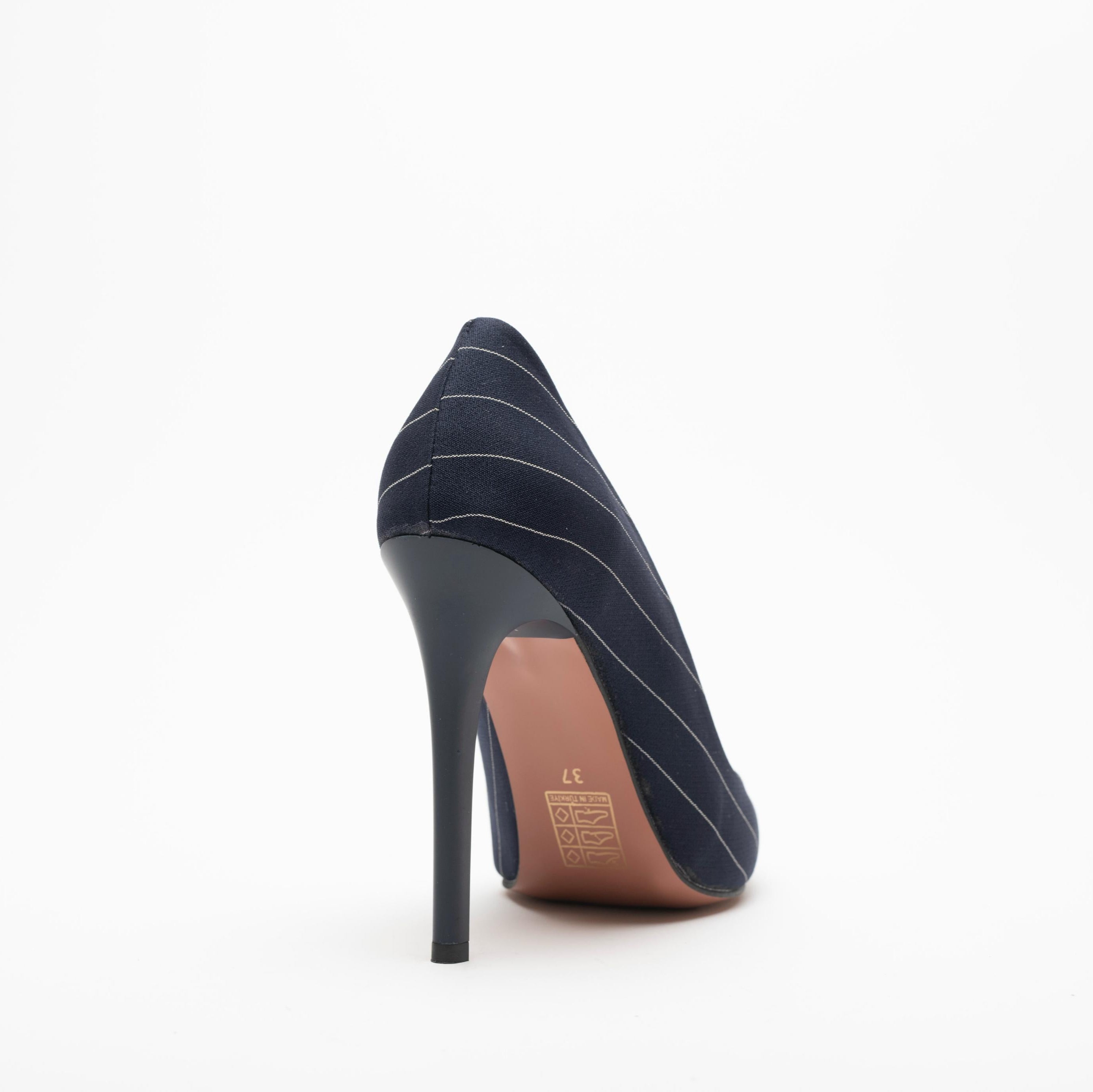 Charlotte Navy Blue and White Striped Stiletto