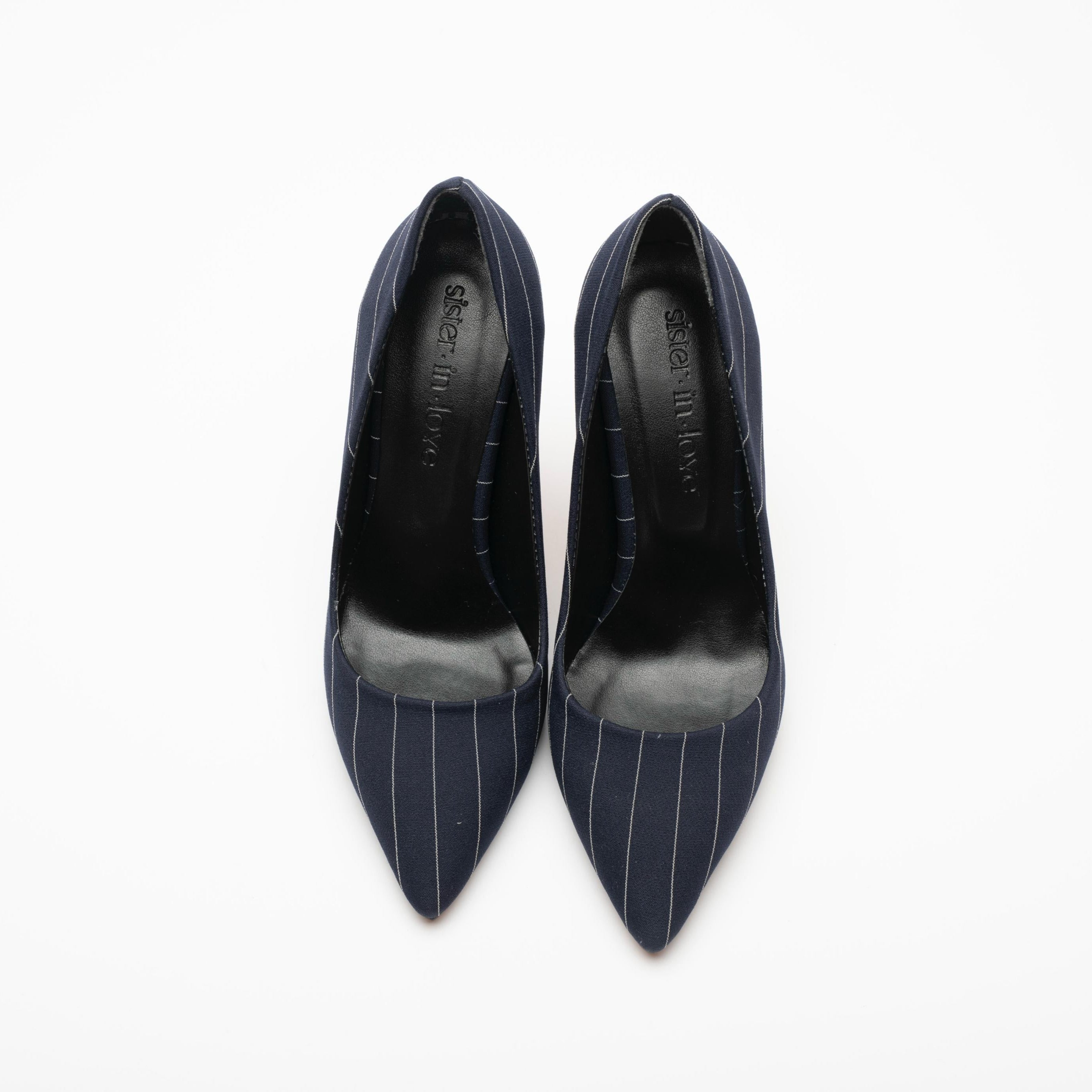 Charlotte Lacivert Beyaz Çizgili Stiletto