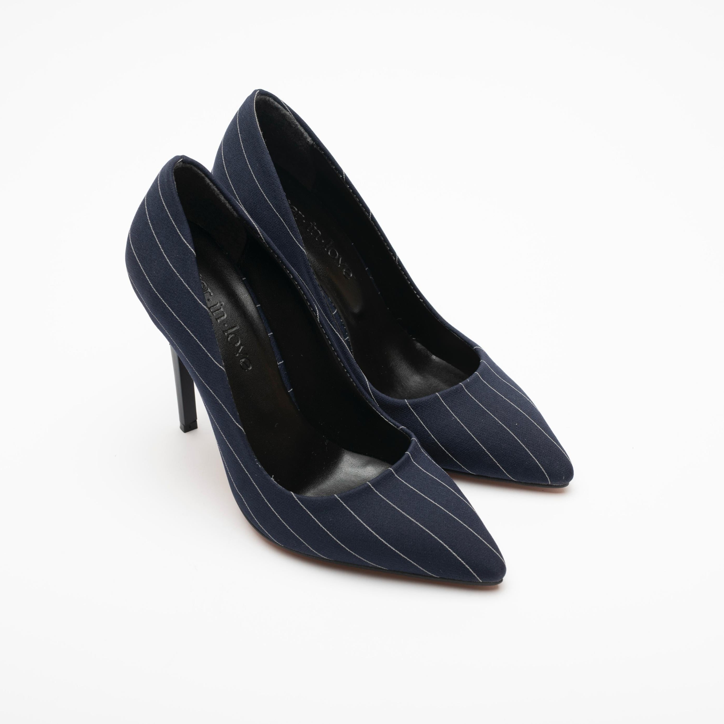 Charlotte Navy Blue and White Striped Stiletto