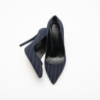 Charlotte Lacivert Beyaz Çizgili Stiletto