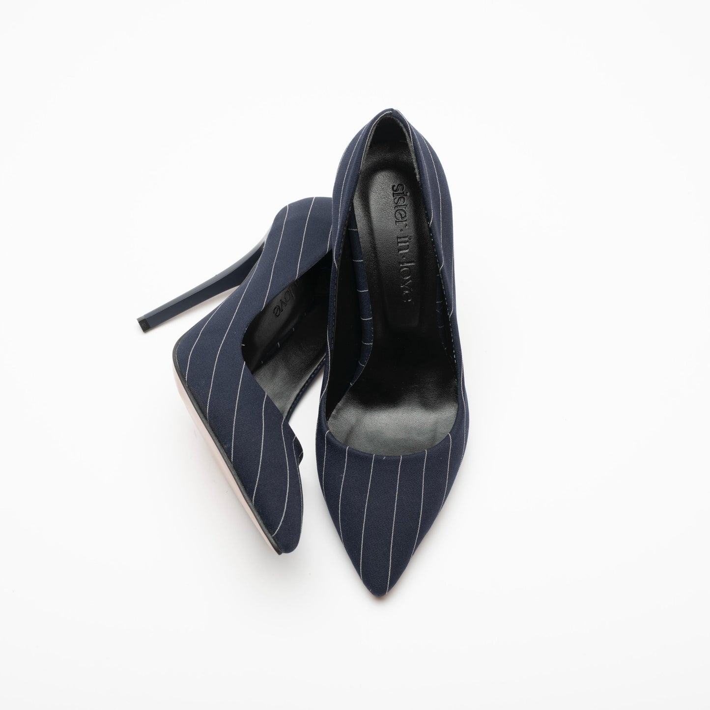 Charlotte Lacivert Beyaz Çizgili Stiletto