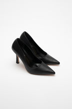 Charlotte Leather Heel Women's Stiletto - Black