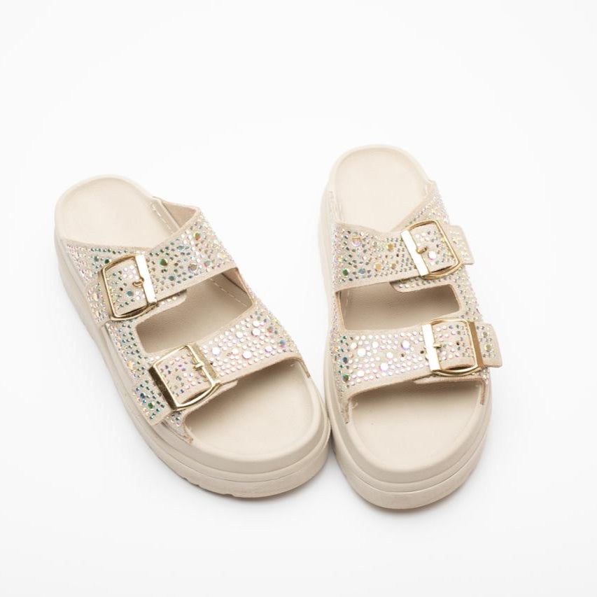 Elena Rhinestone Thick Sole Women's Slippers