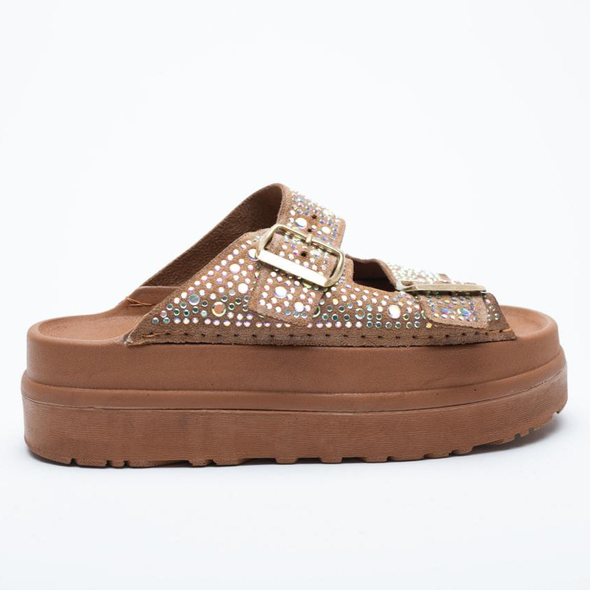 Elena Rhinestone Thick Sole Women's Slippers