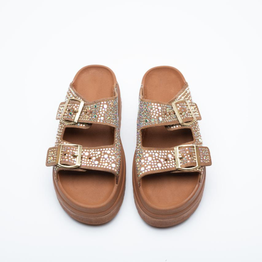 Elena Rhinestone Thick Sole Women's Slippers