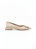 Women's Ballet Flats with Satin Stone Details - Beige