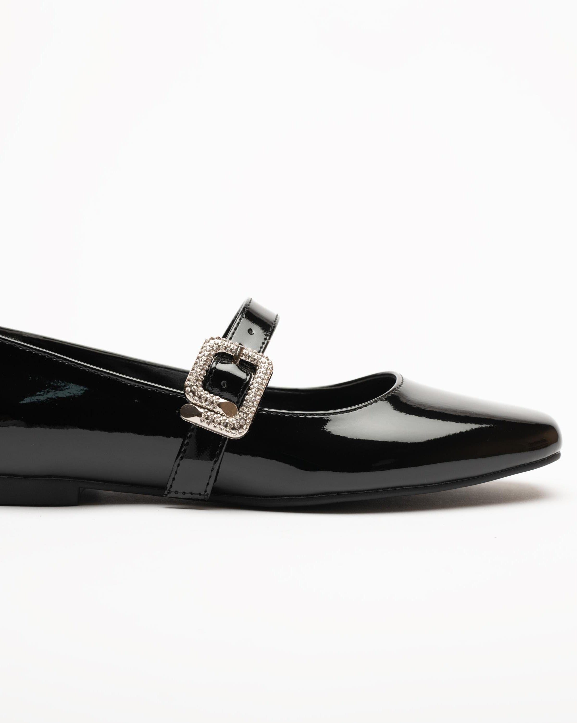Gianna Patent Leather Buckle Ballet Flats