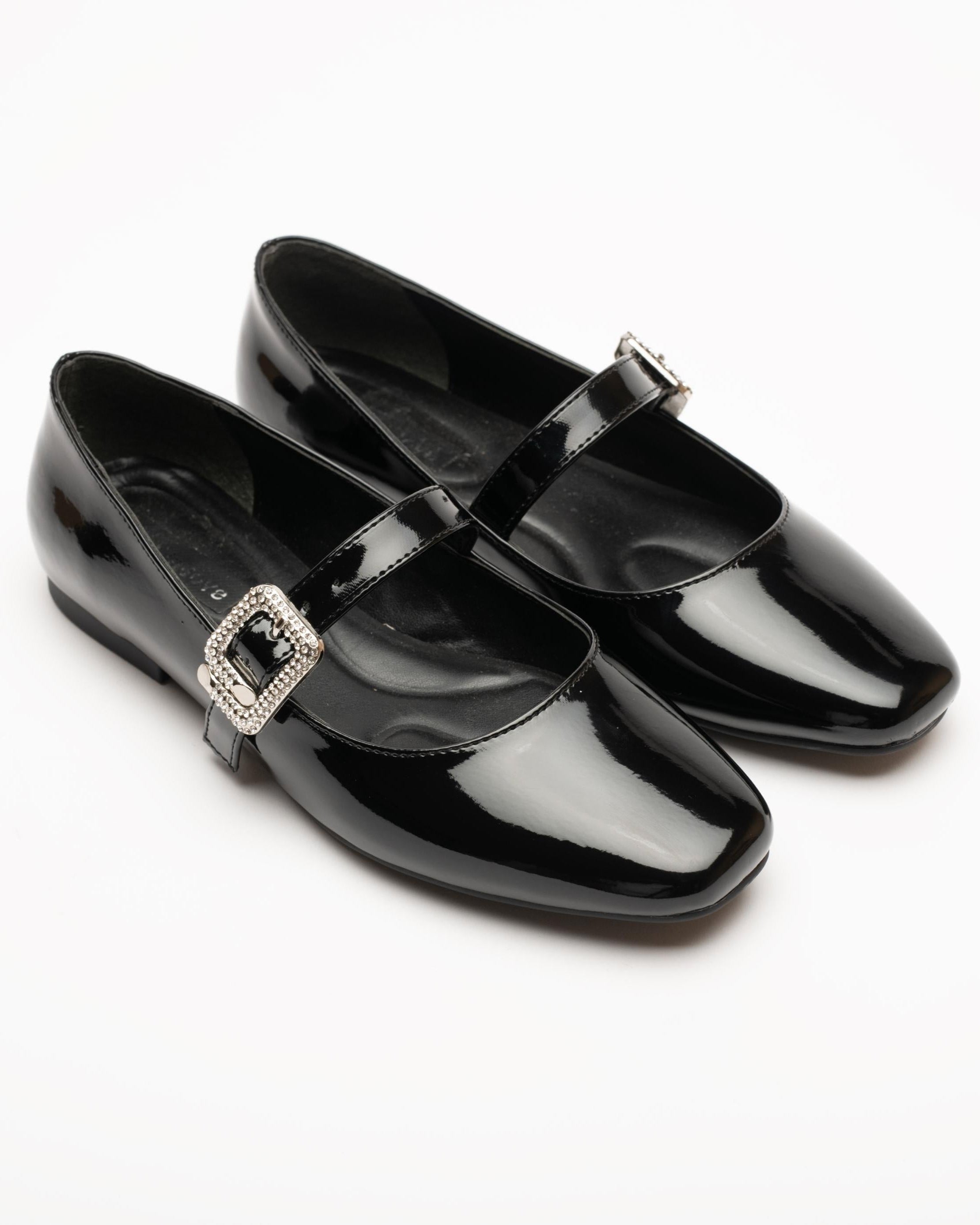 Gianna Patent Leather Buckle Ballet Flats