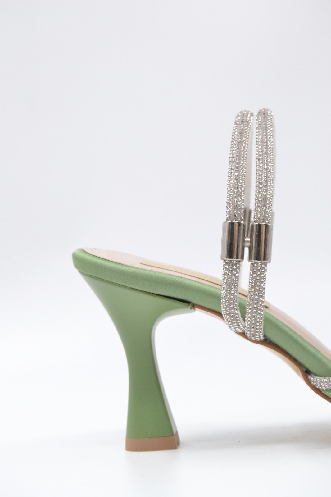 Hailey Soft Satin High Heel Women's Slippers with Zircon Stone Details