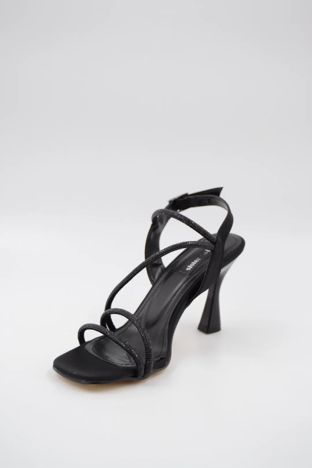 Sarah  Saten Zirkon Taş Detaylı Yüksek Topuk Kadın Ayakkabı - Gümüş