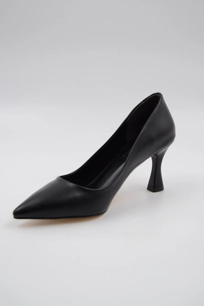 Charlotte Siyah Cilt Kısa Topuklu Kadın Stiletto