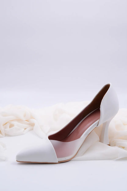 Ellie Şeffaf Detaylı Beyaz Kadın Stiletto