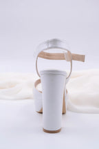 Lily Cross Strap Pearl White Women's Platform Heel Shoes 