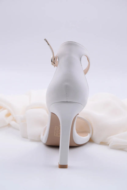 Jasmin Tek Bantlı Yüksek Topuk Beyaz Kadın Ayakkabı