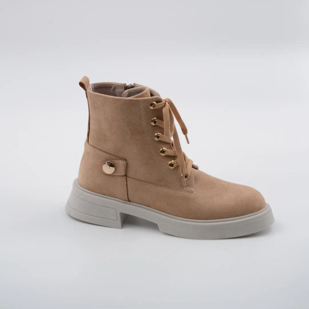 Miranda Süet Bej Gold Zımbalı Kadın Bot