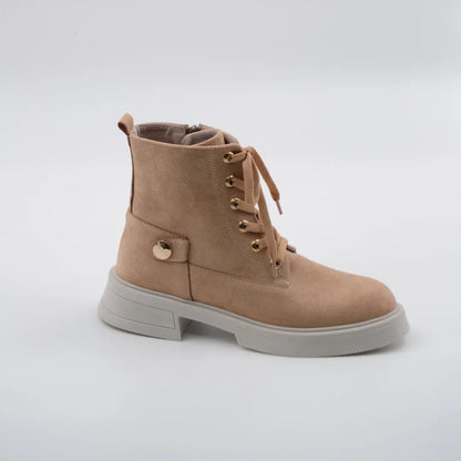 Miranda Süet Bej Gold Zımbalı Kadın Bot