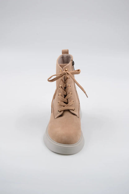 Miranda Süet Bej Gold Zımbalı Kadın Bot