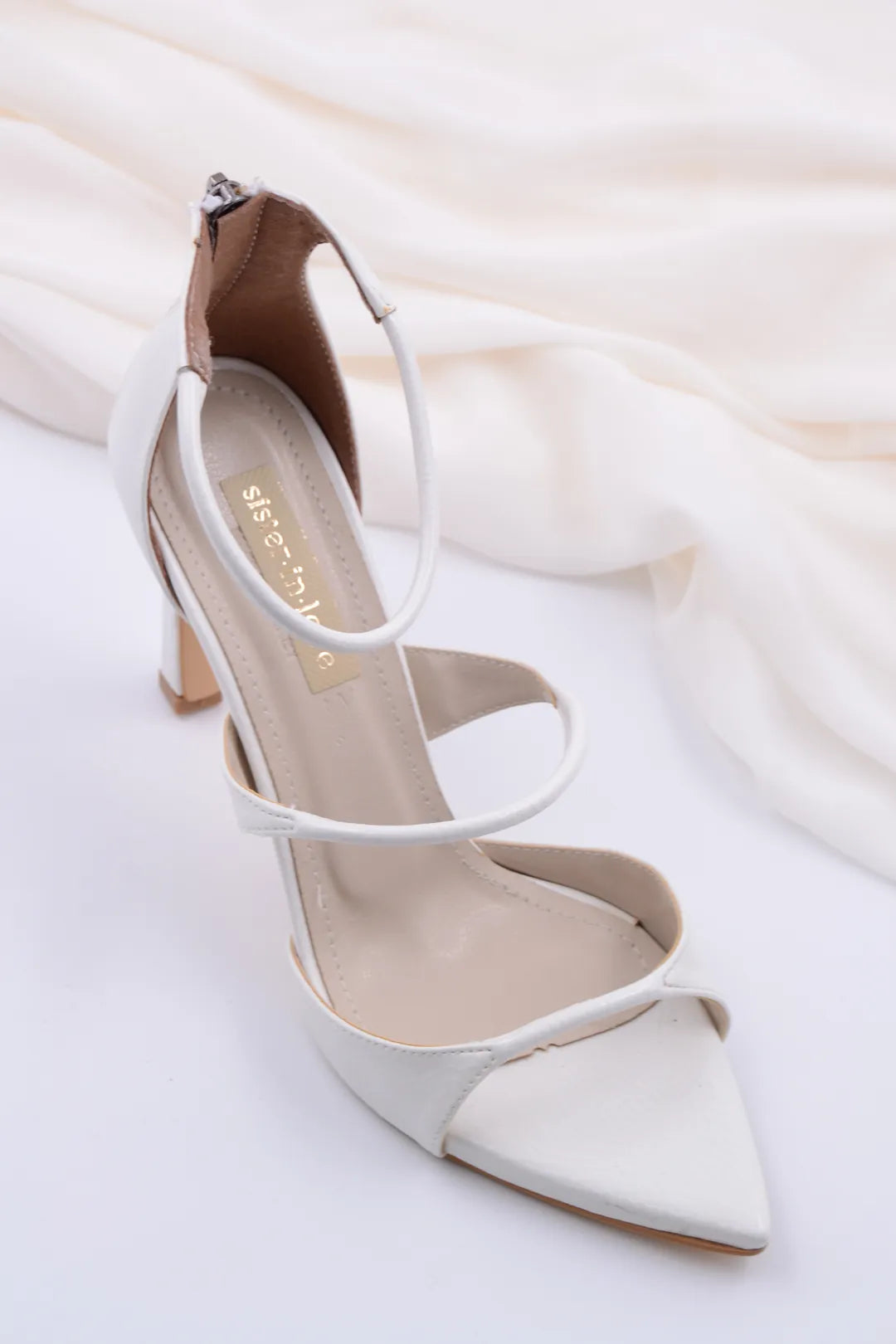 Rosa Ankle Strap White Women's High Heels 