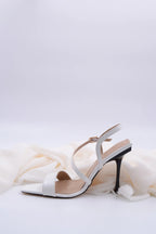 Oussica Striped Design White Women's High Heels 