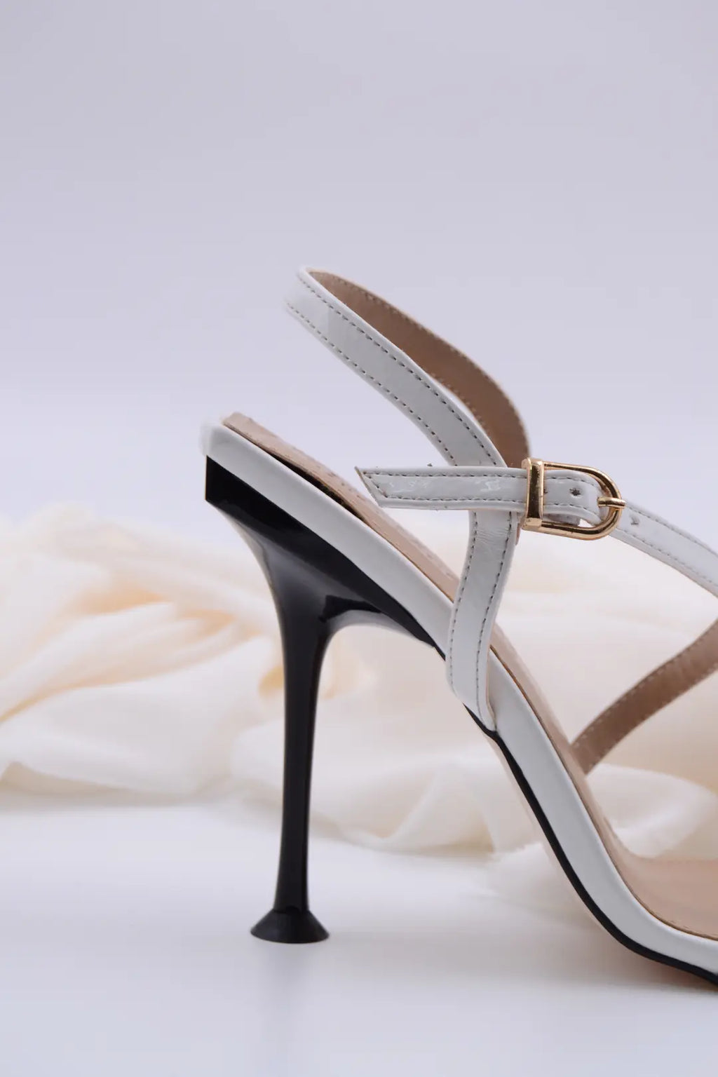 Oussica Striped Design White Women's High Heels 