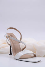 Oussica Striped Design White Women's High Heels 