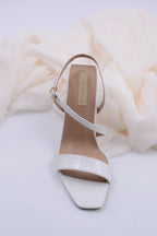 Oussica Striped Design White Women's High Heels 