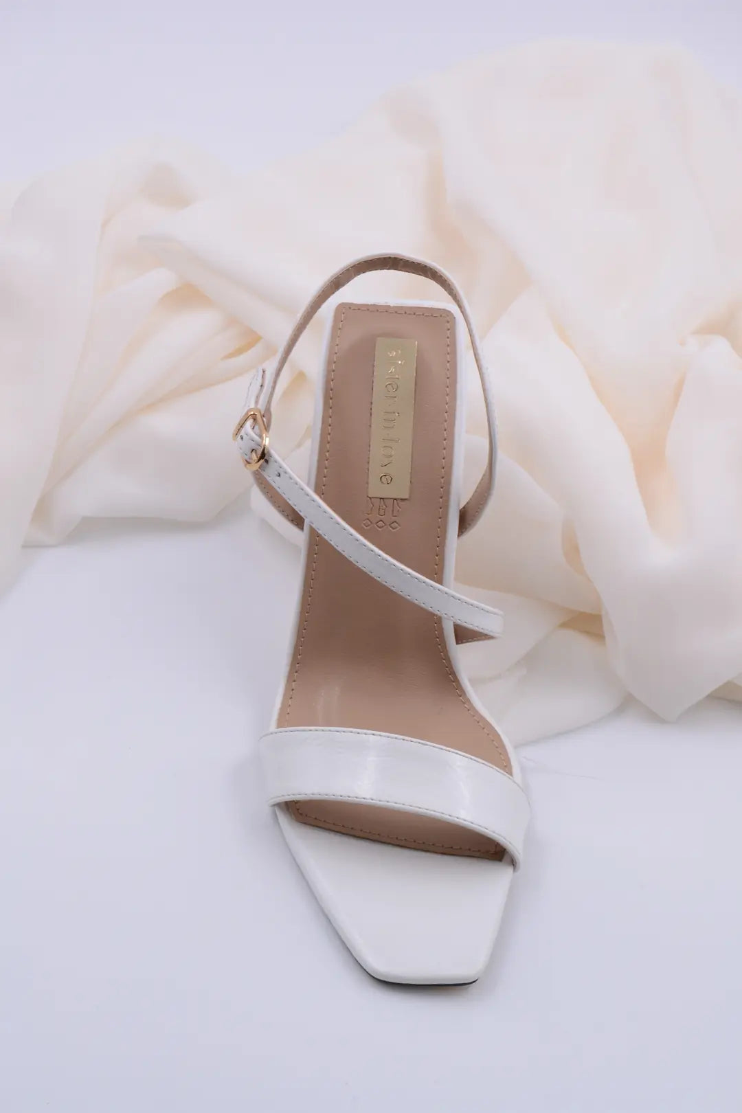 Oussica Striped Design White Women's High Heels 