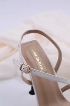 Oussica Striped Design White Women's High Heels 