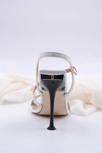 Oussica Striped Design White Women's High Heels 