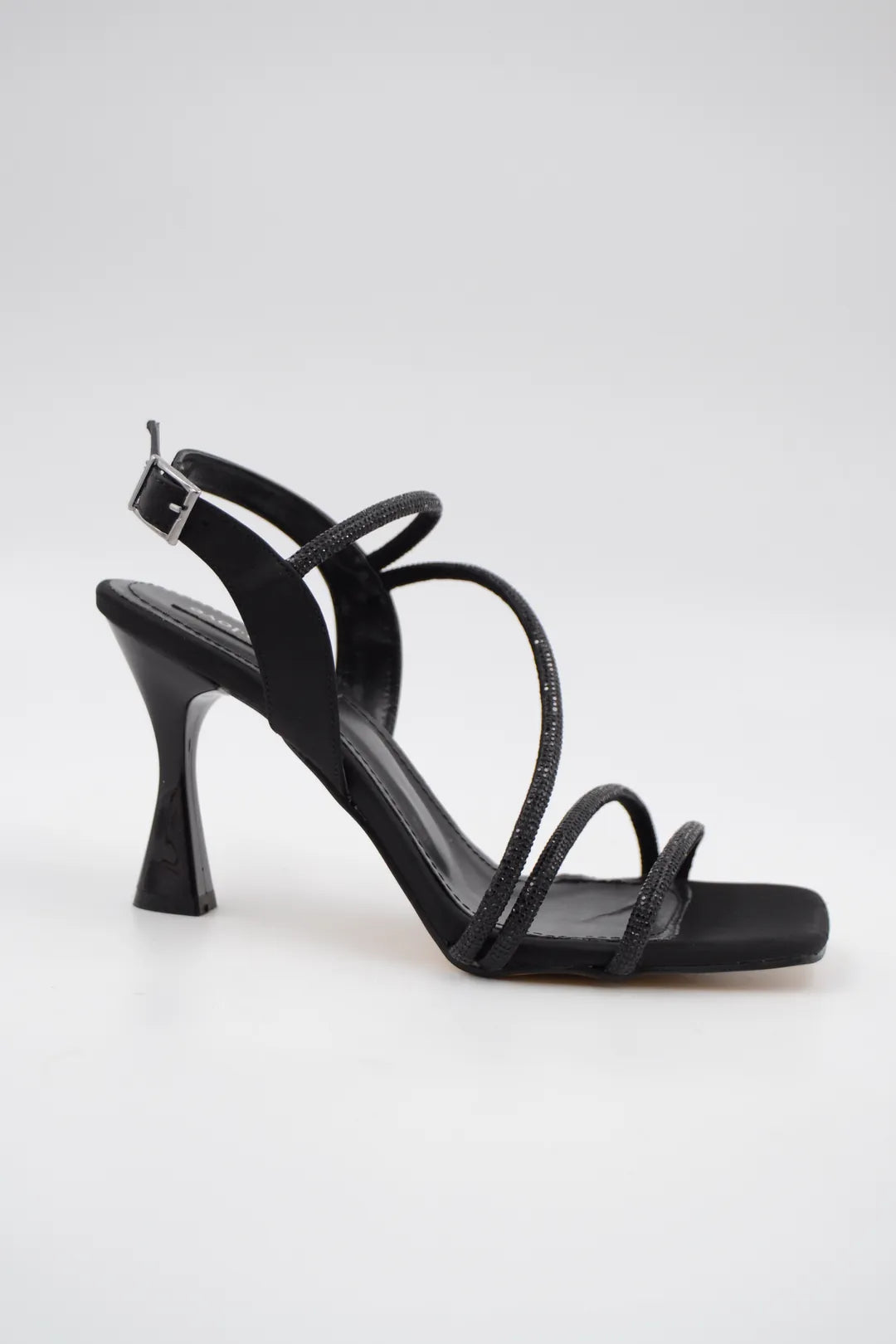 Sarah Satin High Heel Women's Shoes with Zircon Stone Details - Silver 