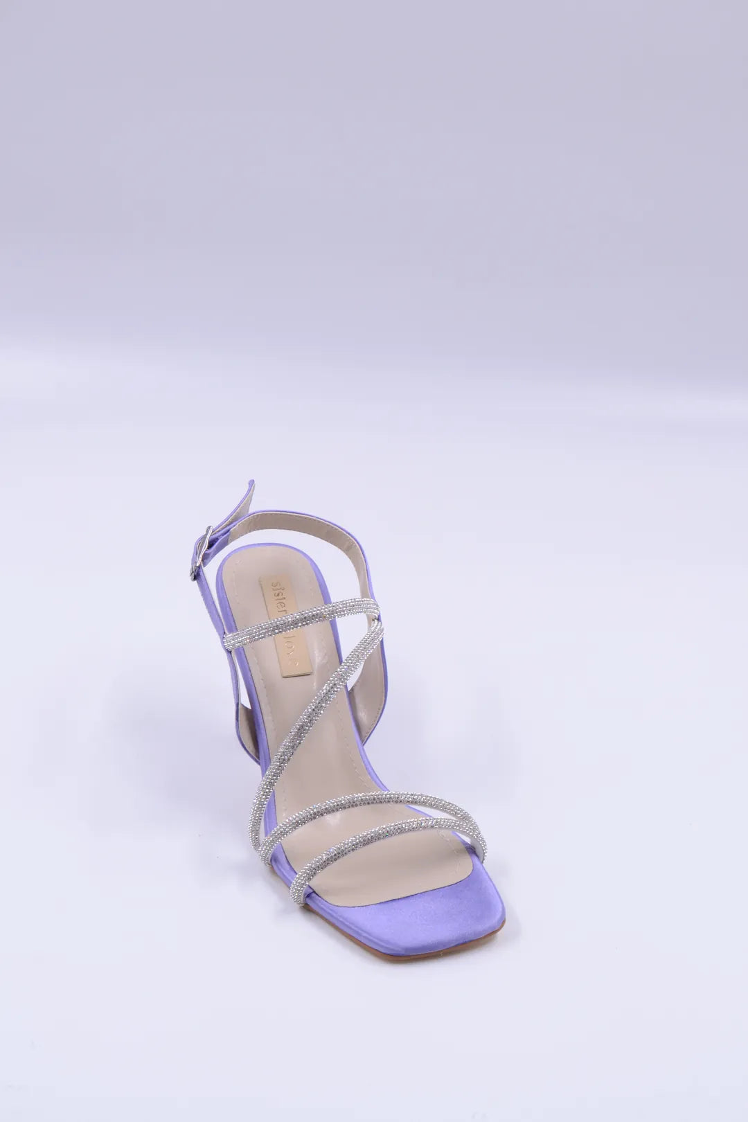 Sarah  Saten Zirkon Taş Detaylı Yüksek Topuk Kadın Ayakkabı - Gümüş