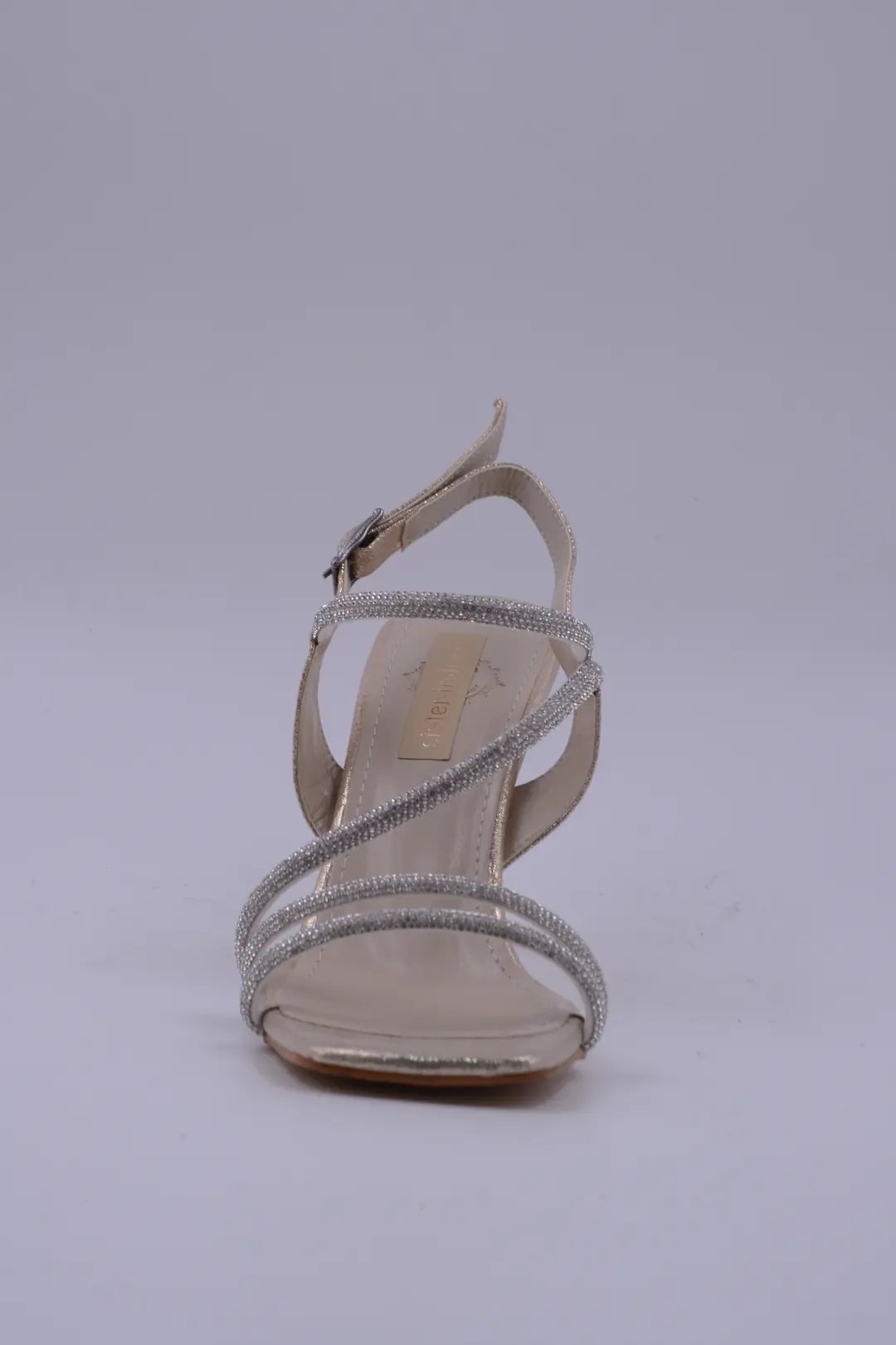 Sarah  Saten Zirkon Taş Detaylı Yüksek Topuk Kadın Ayakkabı - Gümüş