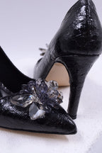 Angel Taş Detaylı Sivri Burun Yüksek Topuk Kadın Ayakkabı