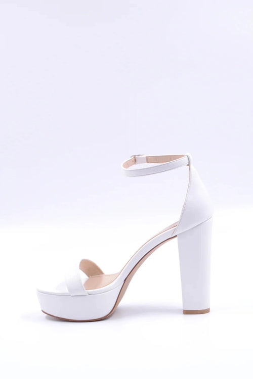Alexandra White Ankle Strap Open Platform Shoes