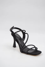 Sarah  Saten Zirkon Taş Detaylı Yüksek Topuk Kadın Ayakkabı - Gümüş