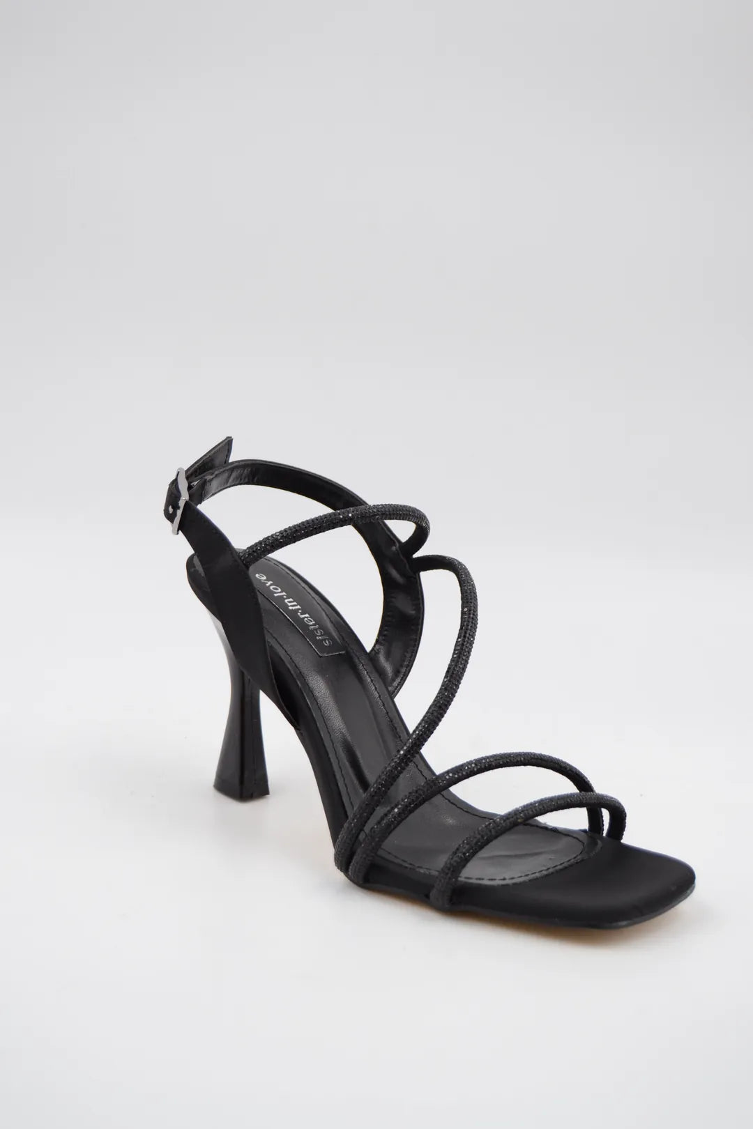 Sarah  Saten Zirkon Taş Detaylı Yüksek Topuk Kadın Ayakkabı - Gümüş