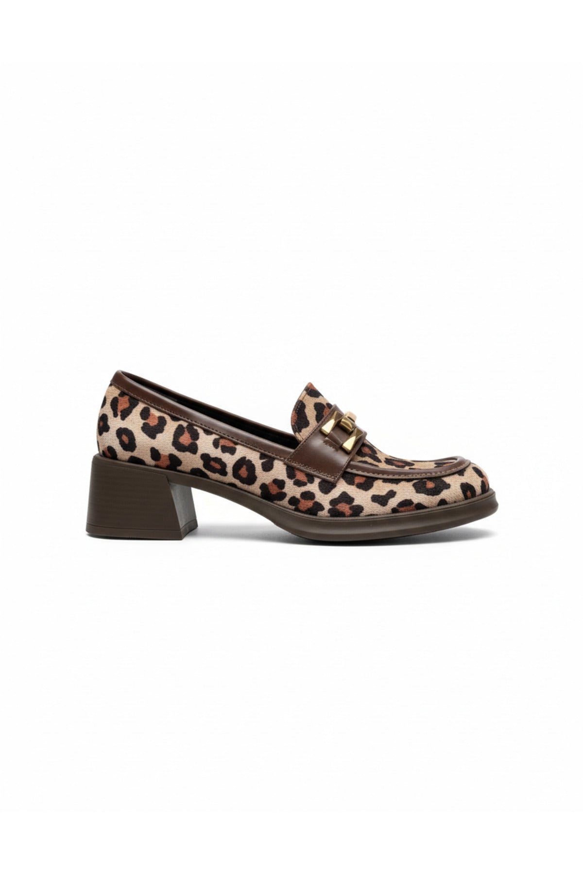 Jolie Leopar Süet Topuklu Kadın Loafer